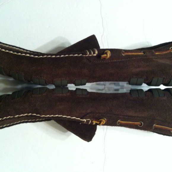 POLO RALPH LAUREN MENS PRE-OWNED BROWN LEATHER SUEDE SLIP-ON LOAFERS SIZE: 13D main image 9